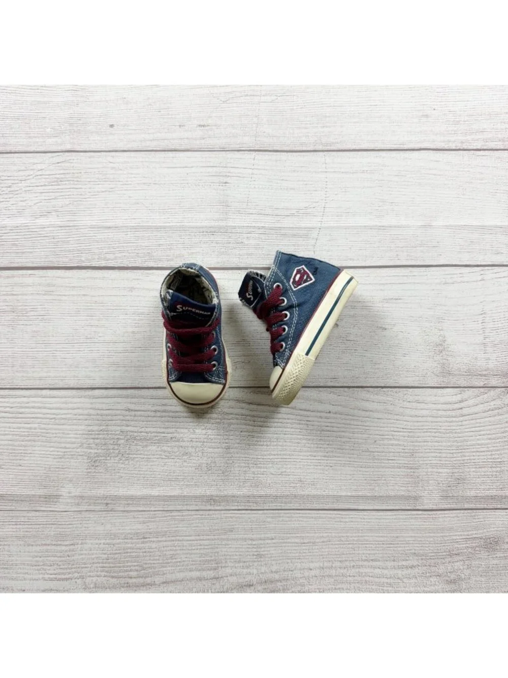 Converse All Star Superman High Top Denim Toddler Sneakers Blue Vintage Style 3